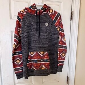 Hooey Aztec Pullover Hoodie Size M NWT Western Southwestern Charcoal